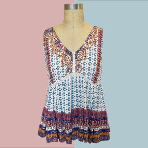 ANGIE, boho chic print top, NEW